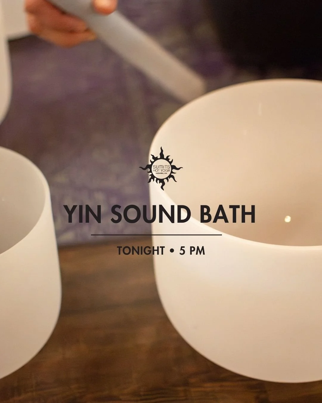 Yin Sound Bath is tonight at 5 PM. Take time to deepen your inner awareness and connect with your entire being. 💫

Join Sarah for this special time of deep, long yin poses enhanced by a rich sound bath meditation with multiple layers of instruments.