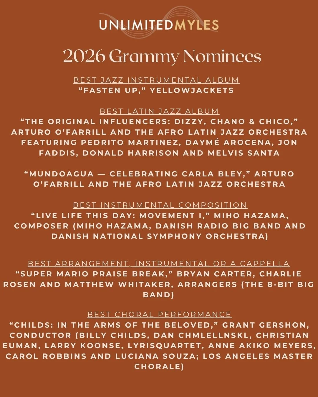 Unlimited Myles 2026 Grammy Nominees