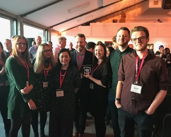 Some of the team celebrating the award win at the wonderful Oval Space
