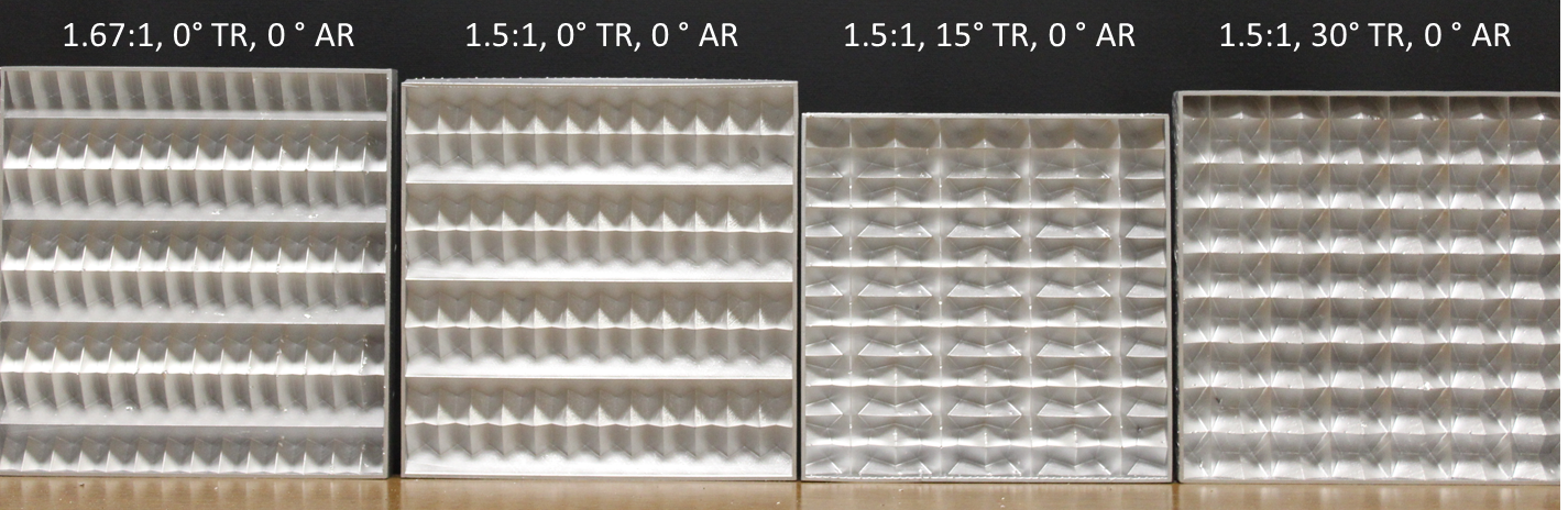 Picture of array prototypes taken with overhead lighting on