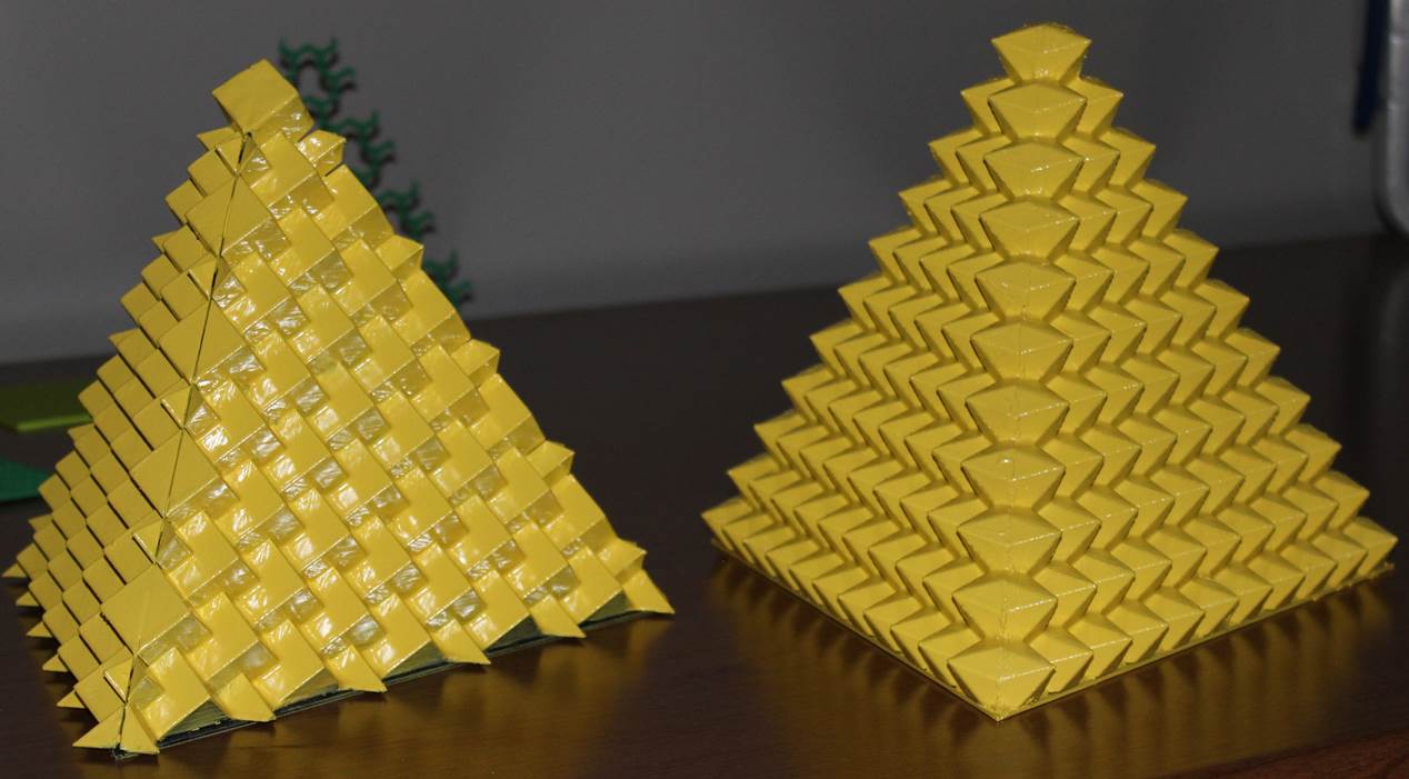 Figure 2. Triangular pyramid-shaped hazard marking buoy prototypes.