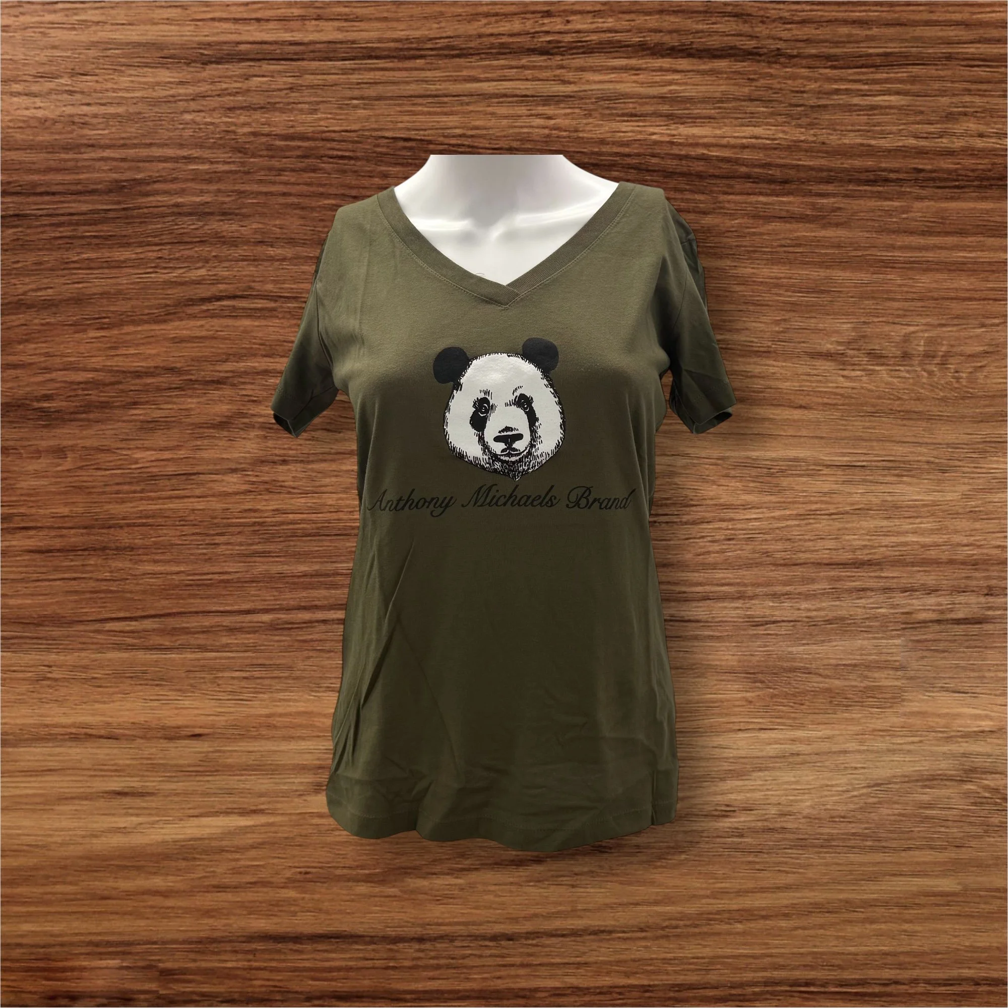 Anthony Michaels Women's Designer Stretch Military Green Panda Tee