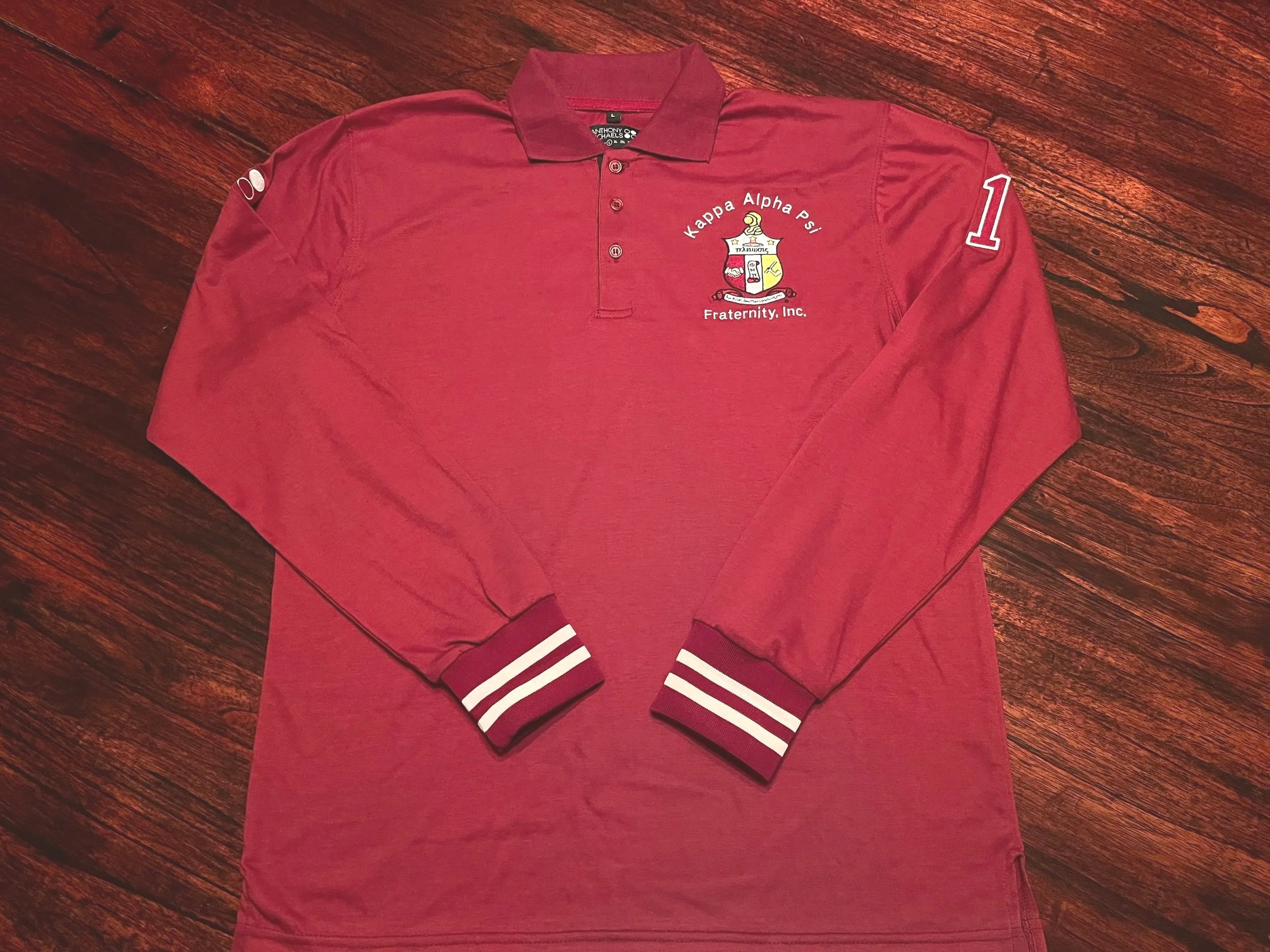 Kappa Alpha Psi Long Sleeve Rugby Polo Burgundy/White — Anthony Michaels  Brand