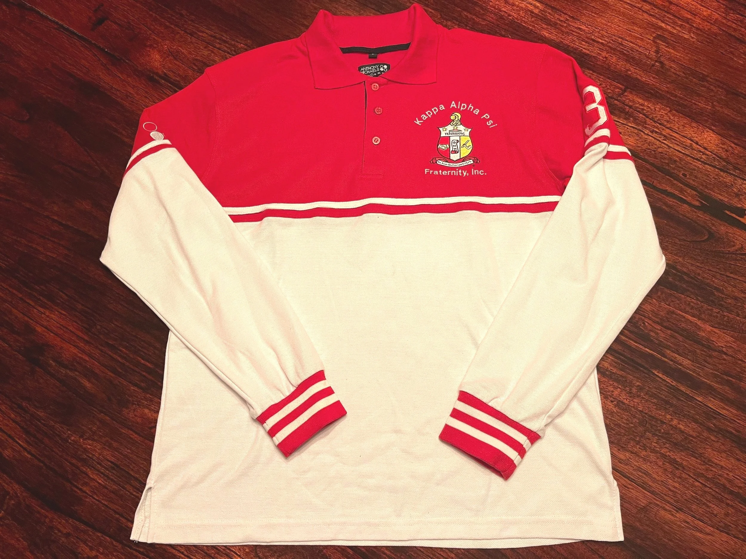 KAPPA ALPHA PSI LONG SLEEVE RED/WHITE RUGBY POLO — Anthony Michaels Brand