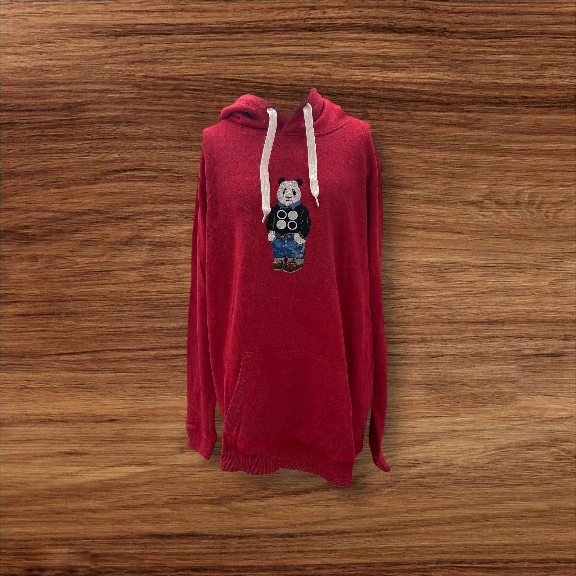Red Sandwashed Male Panda Hoodie