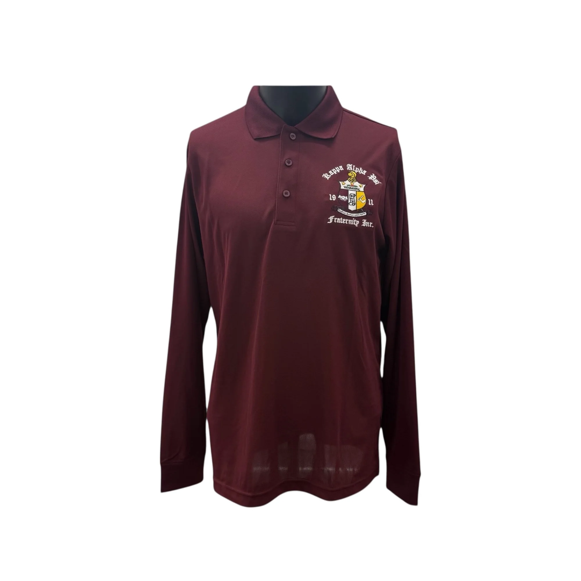 Kappa Alpha Psi Krimson Coat of Arms Long Sleeve Polo