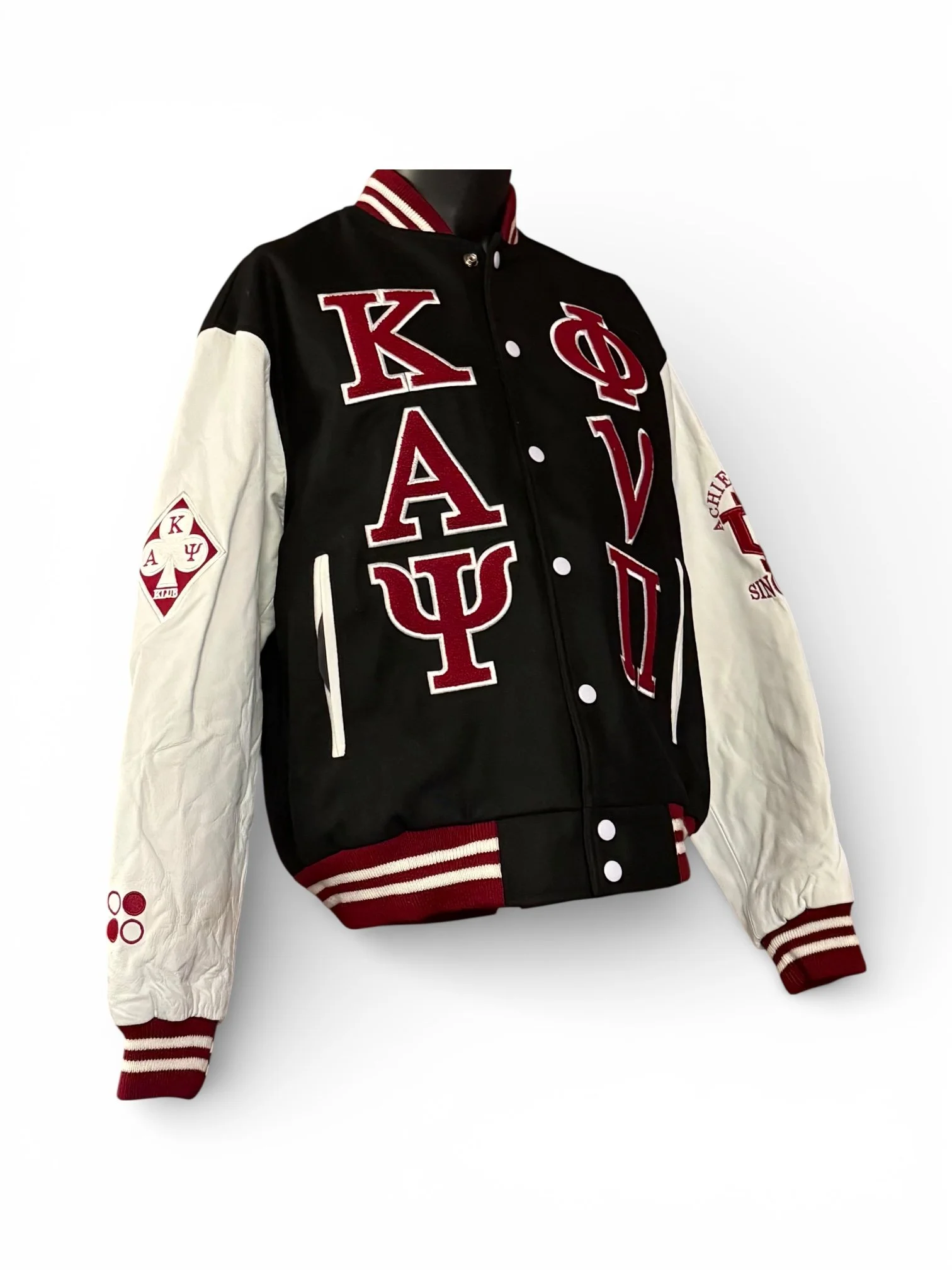 Kappa Alpha Psi Black and White Sleeves Letterman Jacket