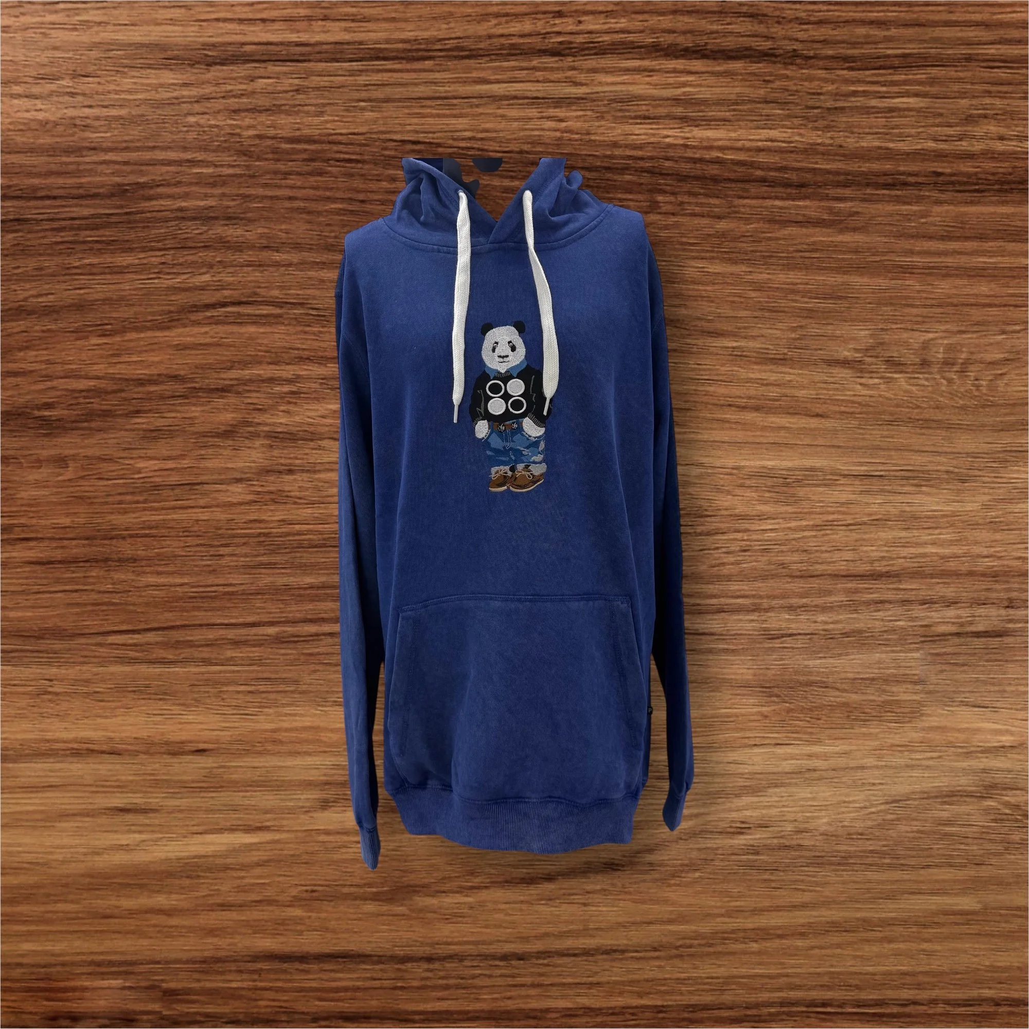 Royal Blue Sandwashed Male Panda Hoodie
