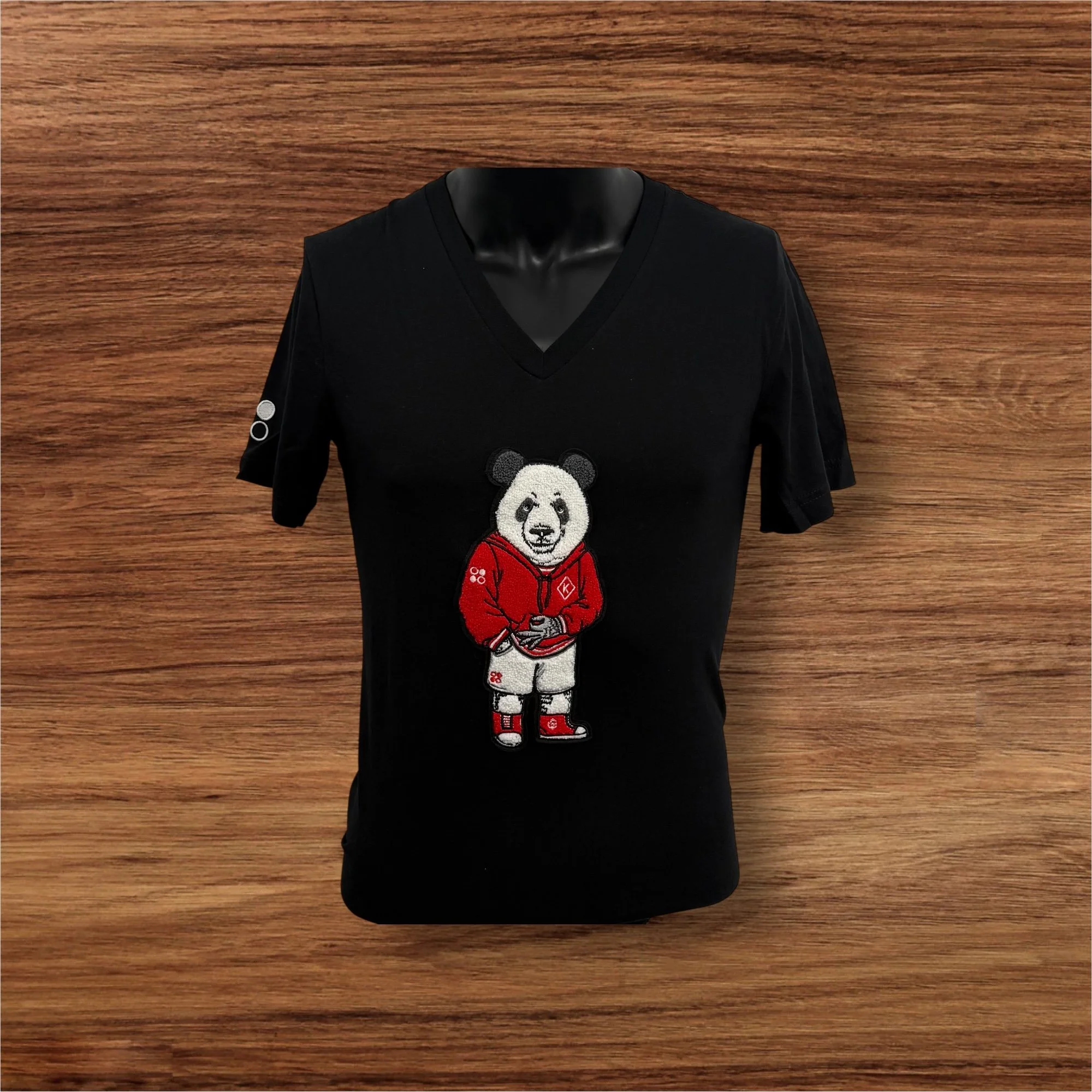 Nupe Panda Chenille Black Jersey Tee