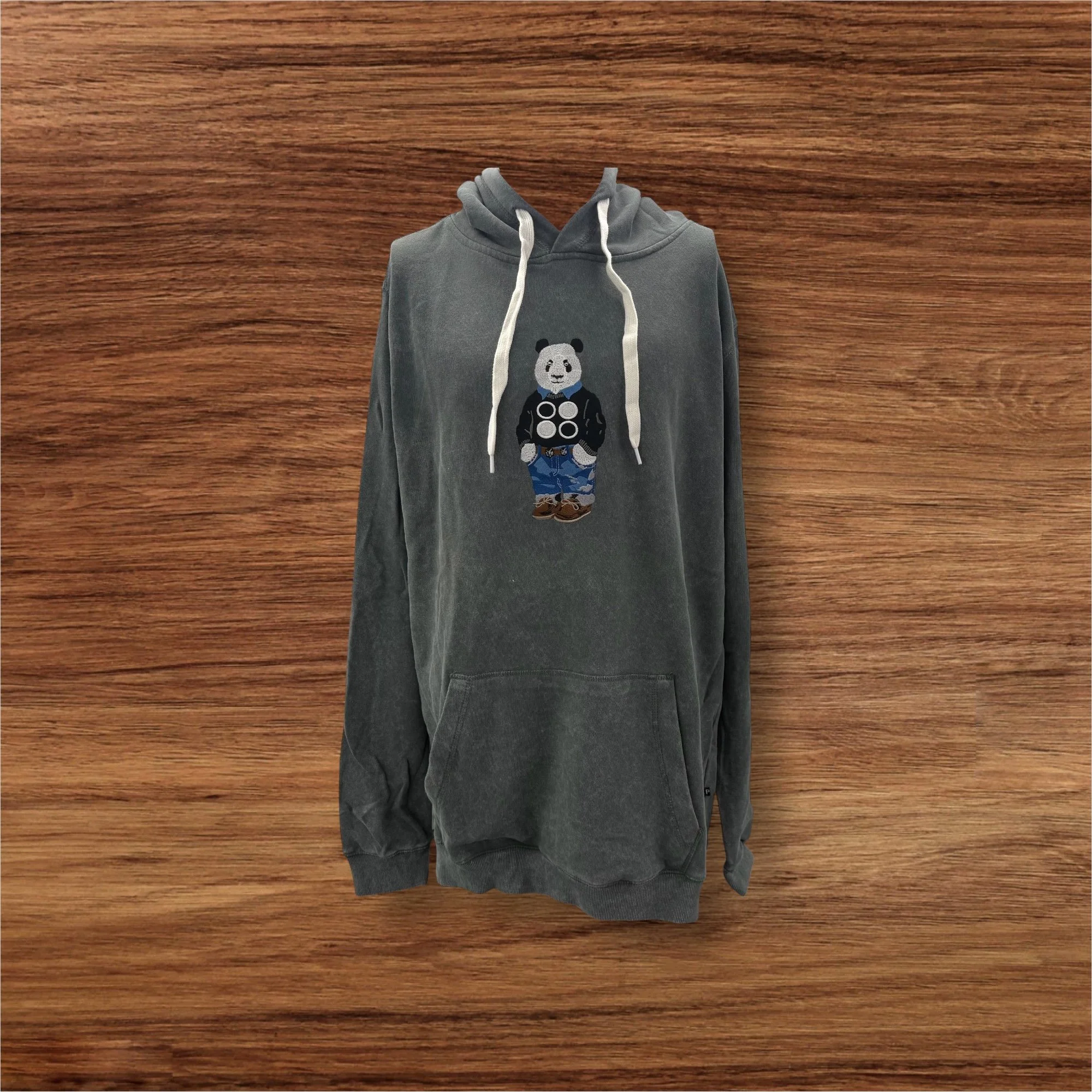 Granite Grey Sandwashed Male Panda Hoodie
