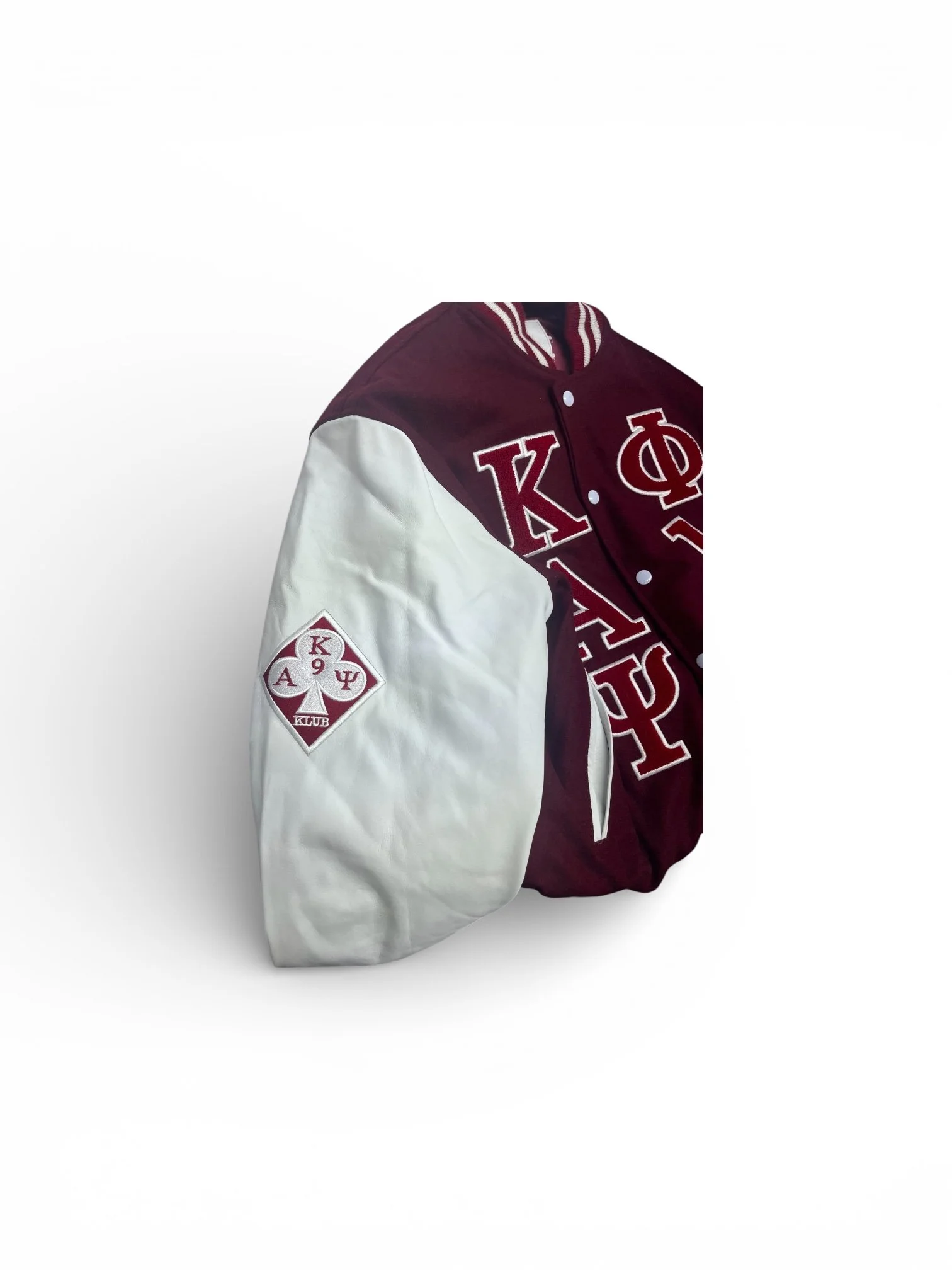 Kappa Alpha Psi Burgundy and White Sleeves Letterman Jacket 9 Klub Size Large