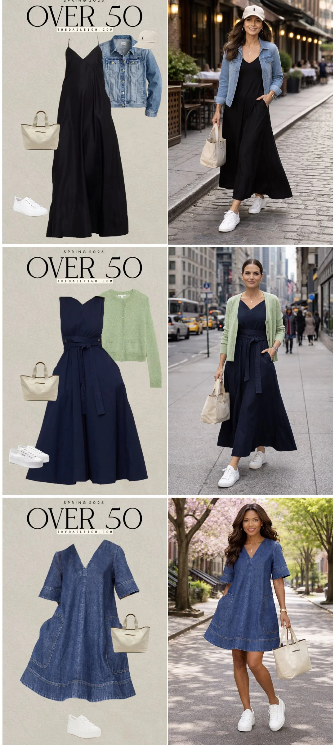 women in their 50s wearing dress with sneakers