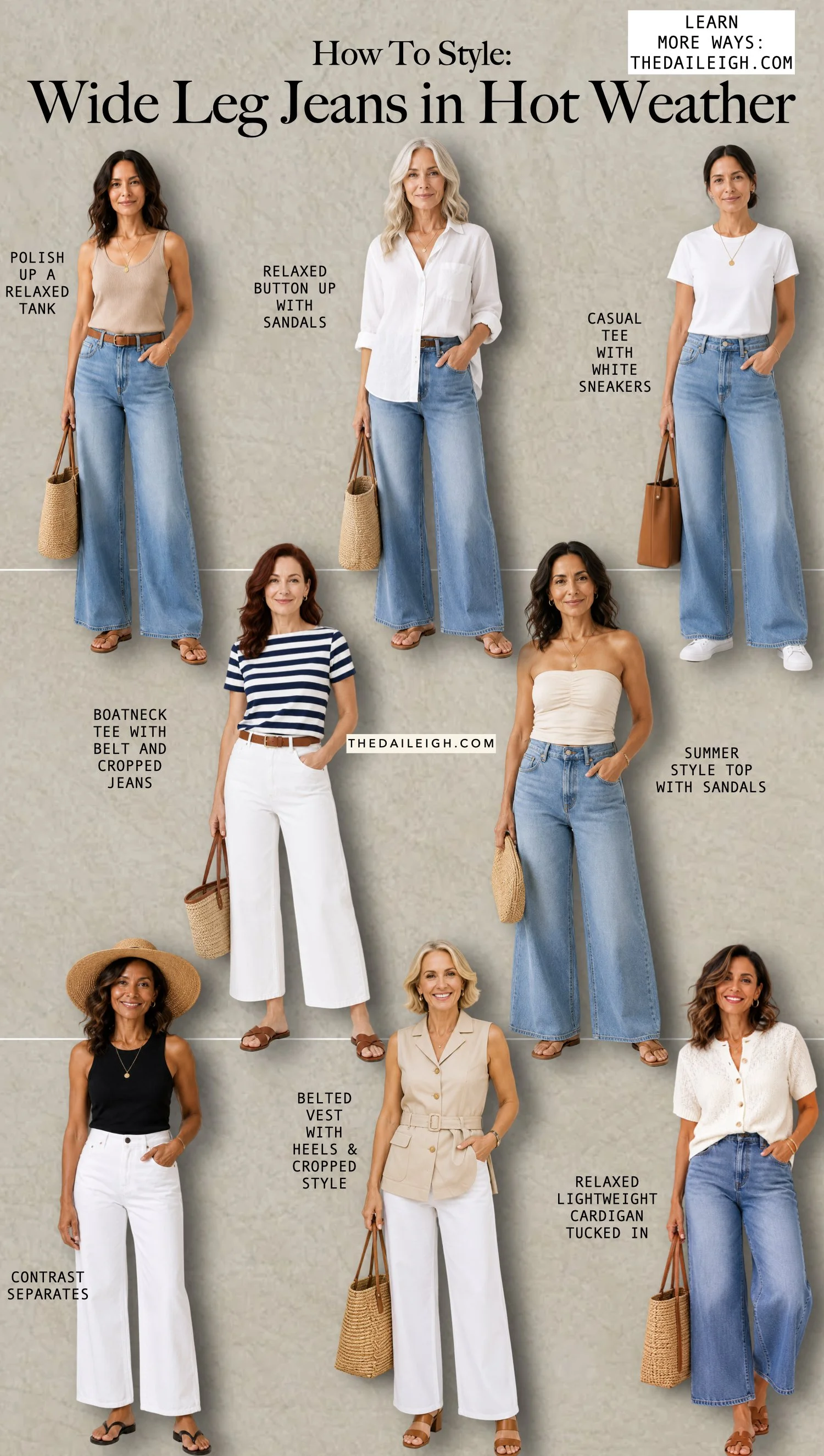 how to style wide leg jeans in summer