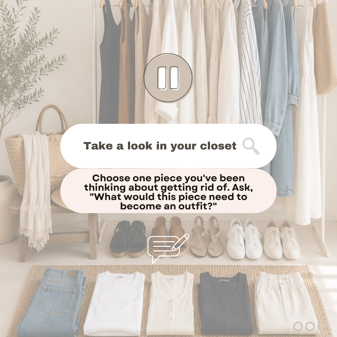 A question box helping women decide if she should keep or get rid of clothes in her closet.