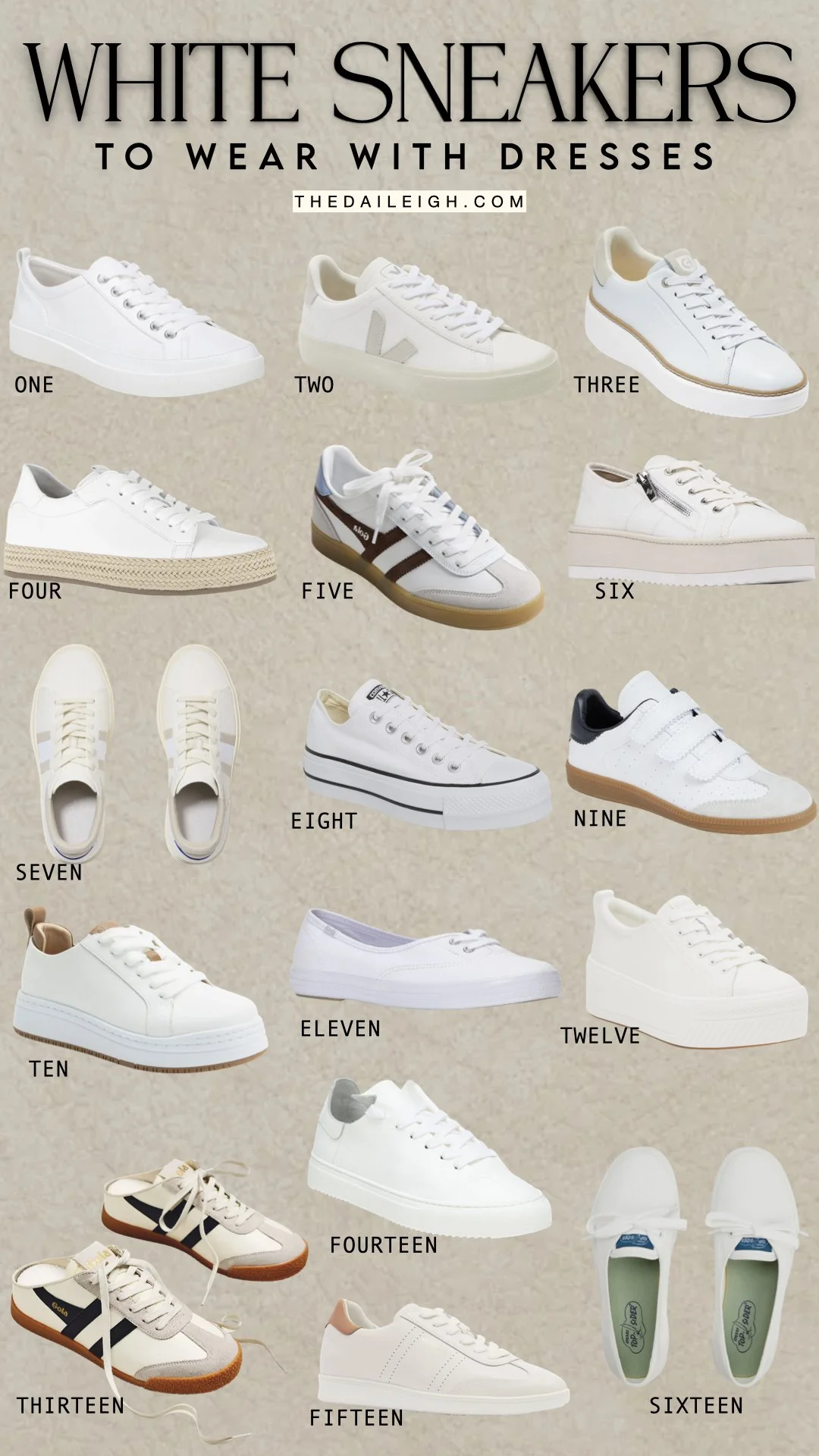 Chic White Sneakers to Wear With Dresses