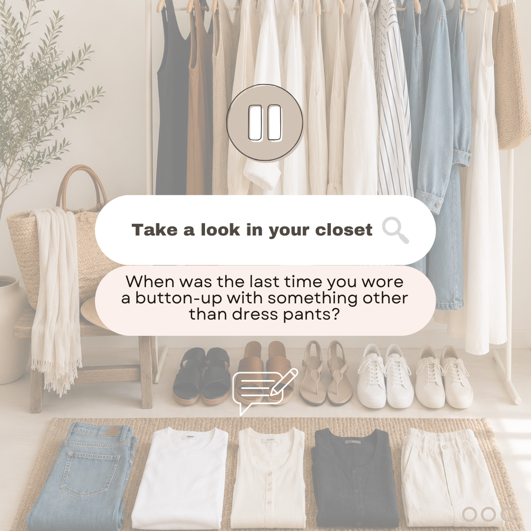 Question box asking how to wear a button up shirt.