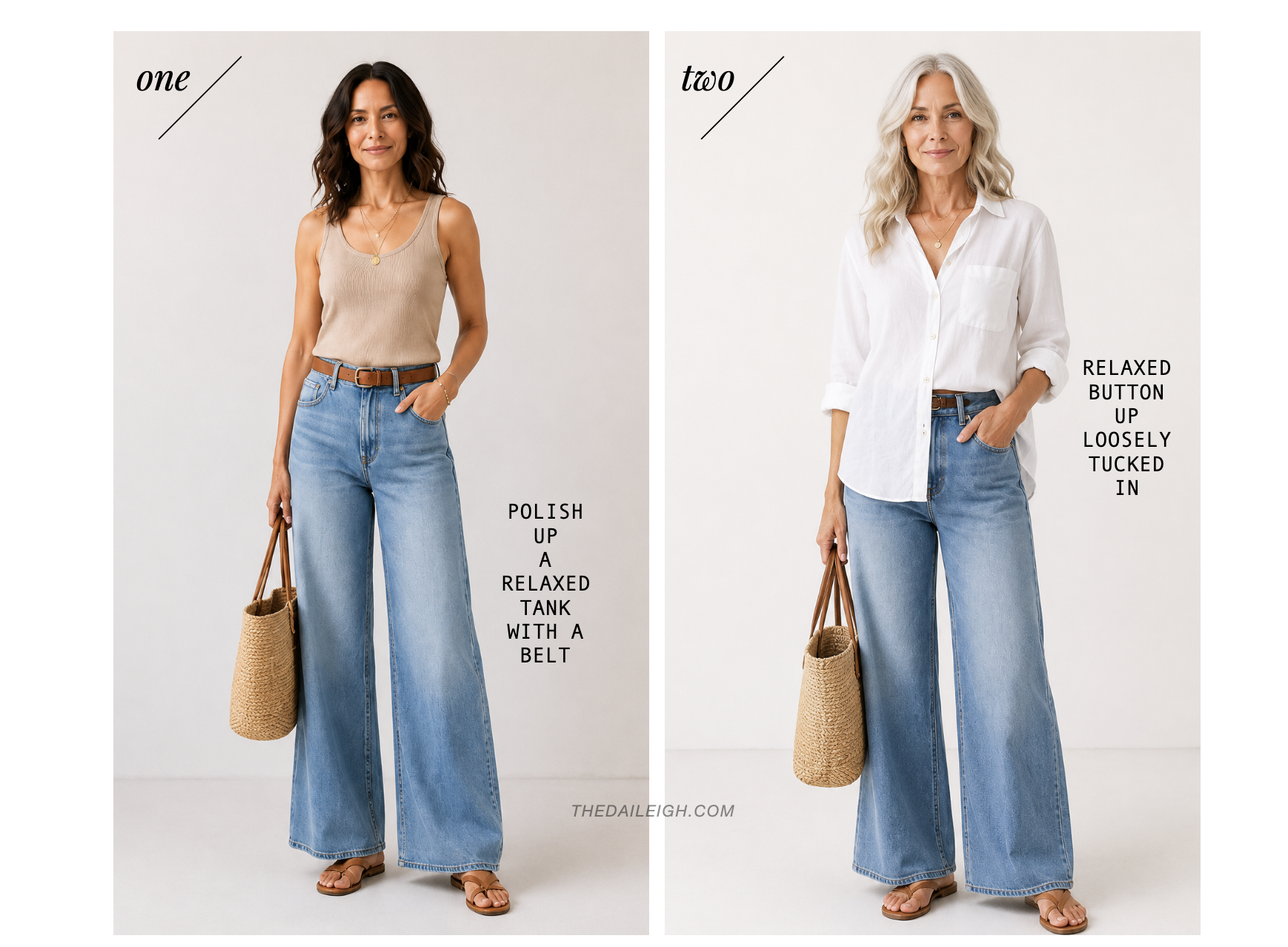 how to style wide leg jeans in summer