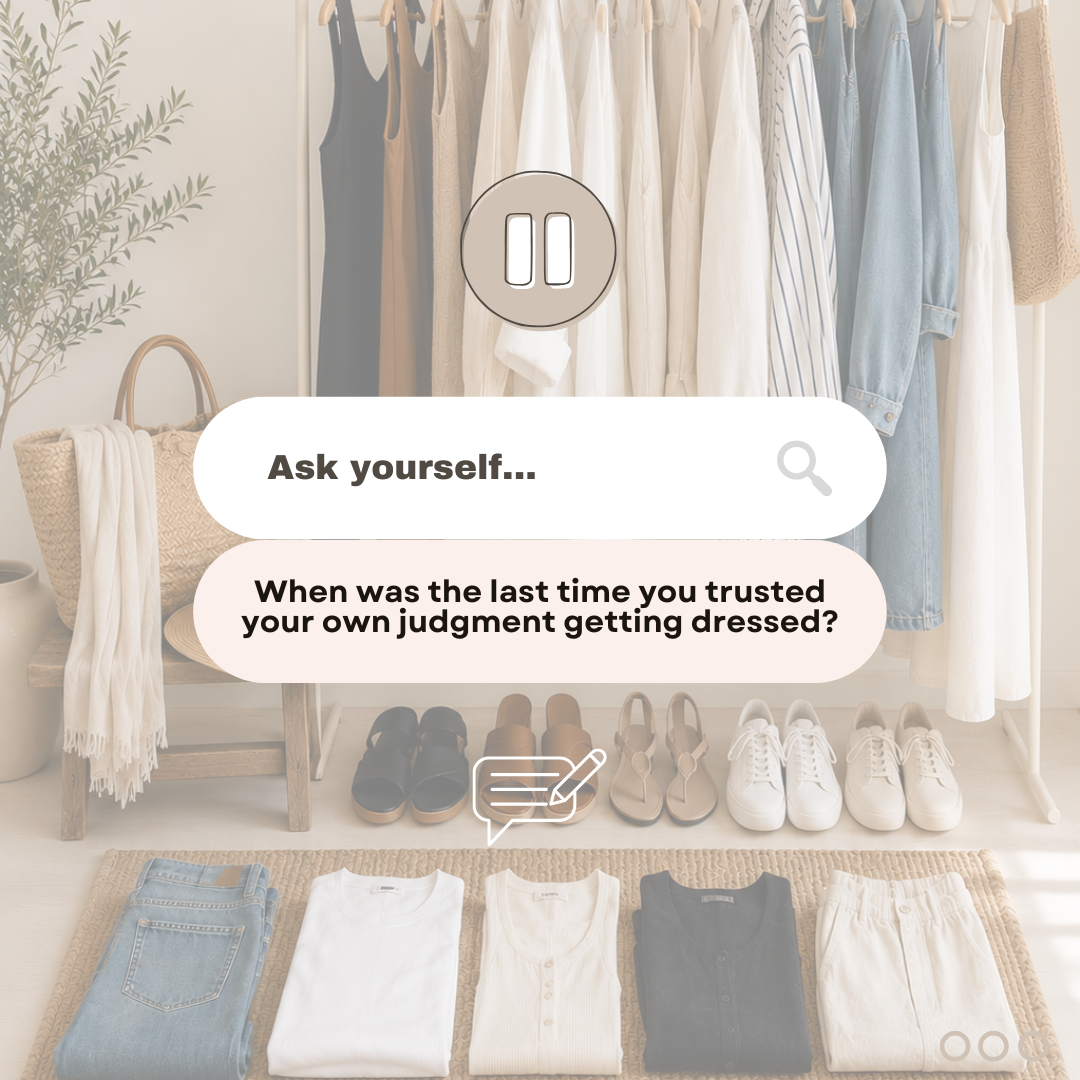 Question box asking women over 50 how they get dressed.