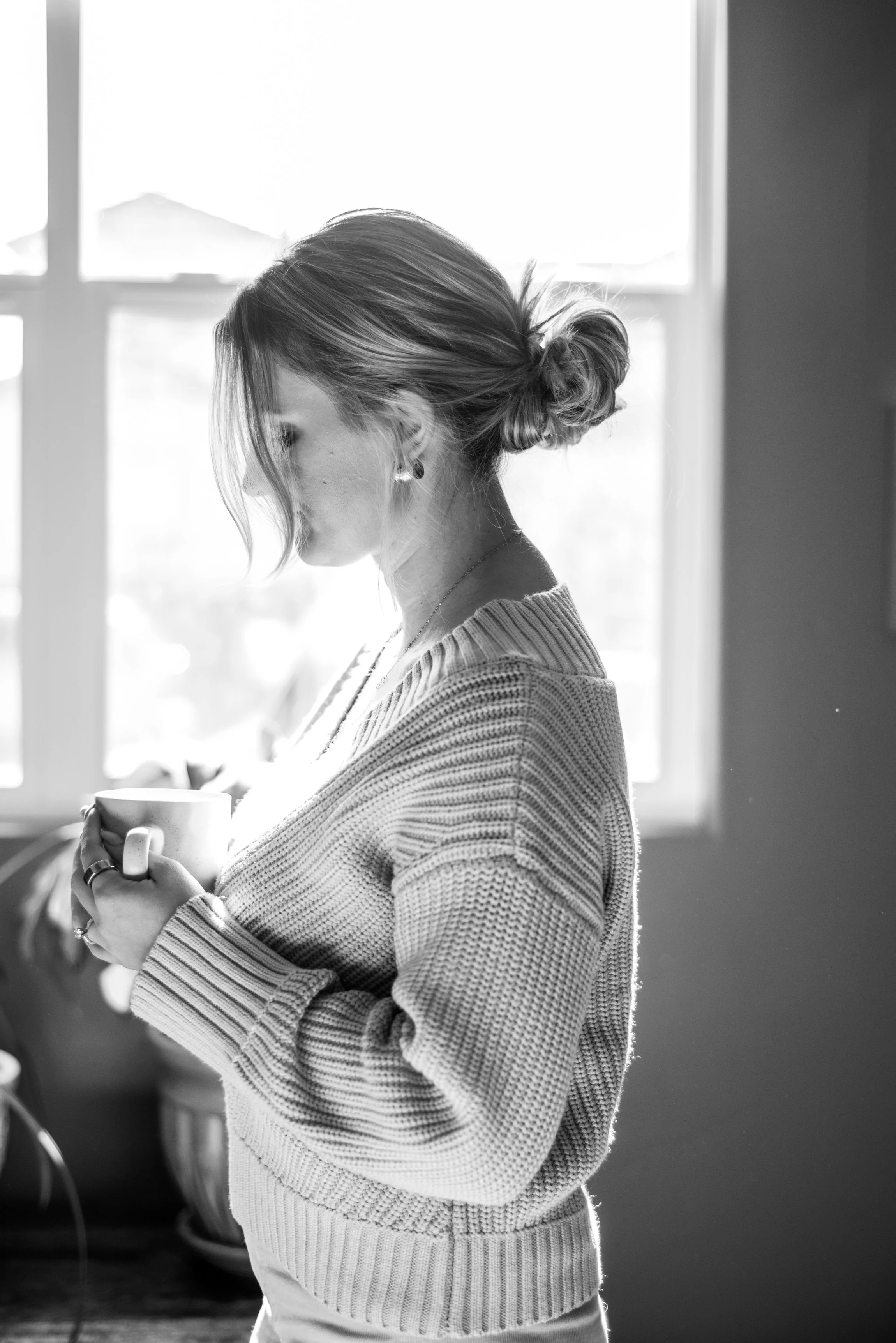 Woman enjoying morning coffee