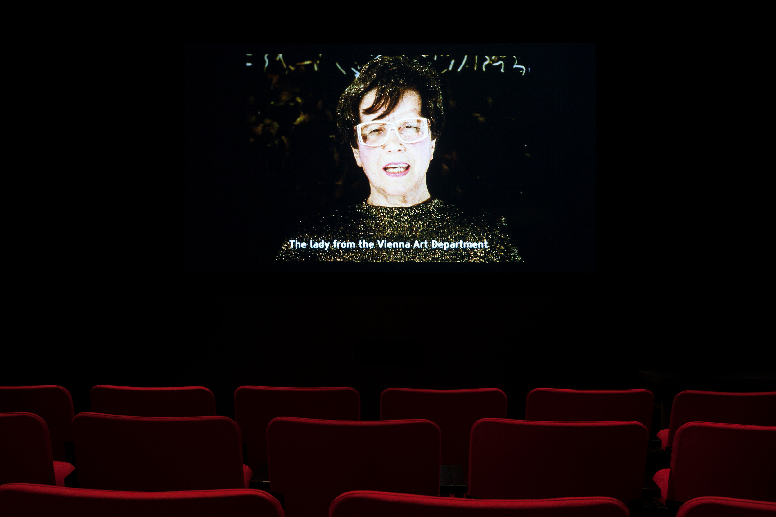  © Maria Lassnig,  Maria Lassnig Kantate  (1992). Vue d’installation de l’exposition  I am the Organizer of My Own Archive , Dazibao, 2017. Photo : Marilou Crispin. 