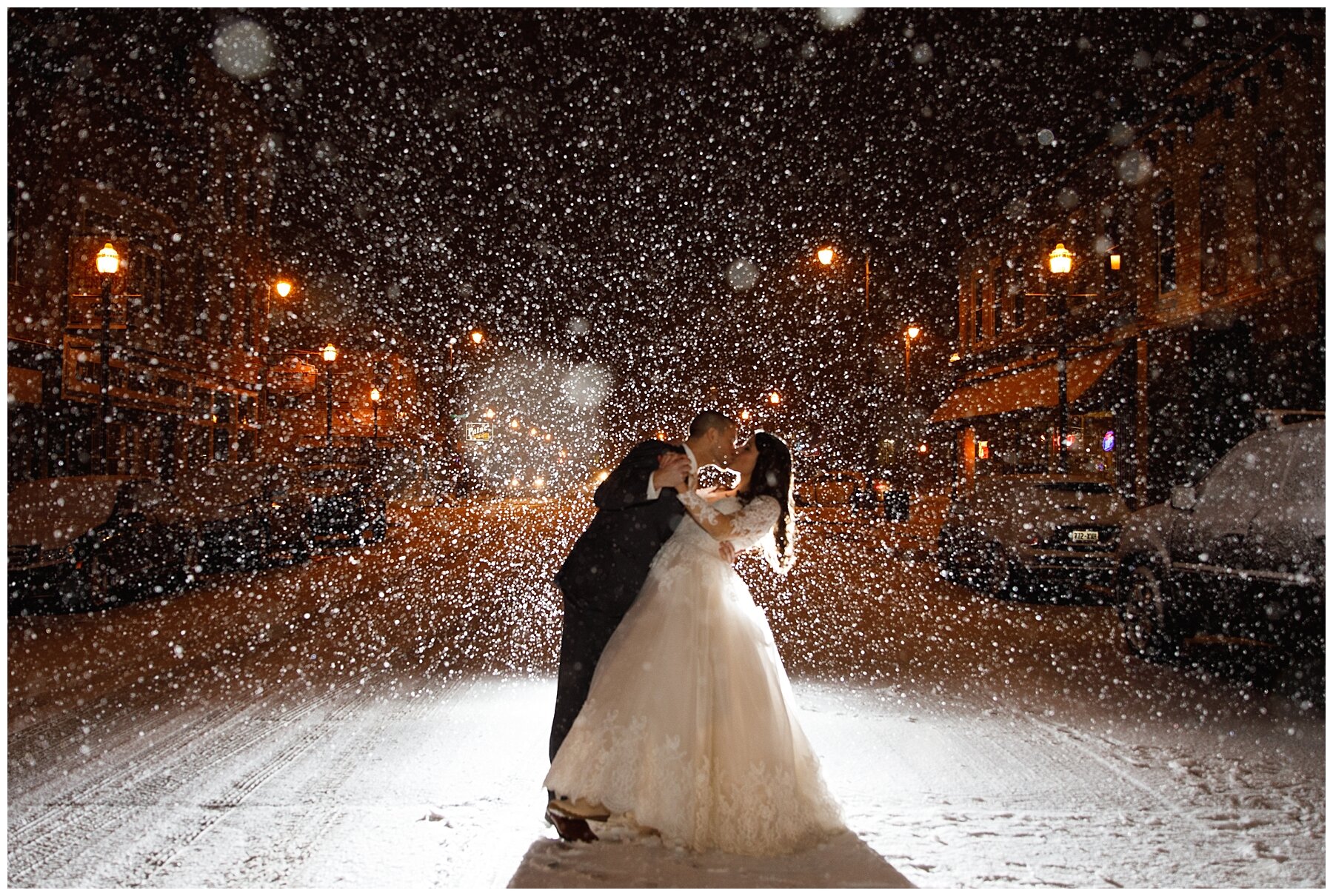 Winter Wedding Kiss at Mercantile Hall