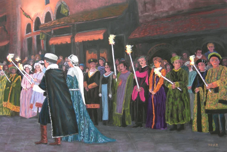 Medieval Night in Cortona (528), pastel, 11 x 17", $800
