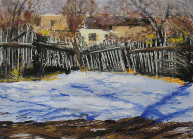 Coyote Fence (179), pastel, 11 x 14", $600