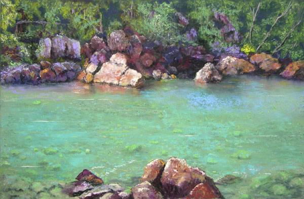 Smith River Shallows (121), pastel, 11 x 17", SOLD