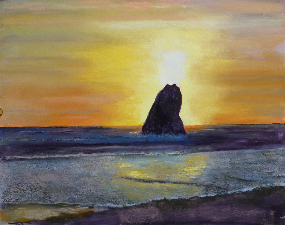 "Bandon Beach Sunset" (#213), pastel/acrylic, 16 x 20", $950