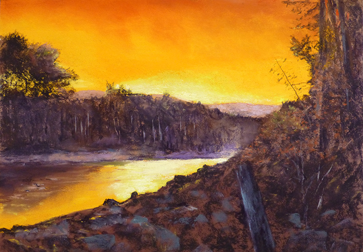 Sunrise on the Tay, pastel, 16 x 20", $950