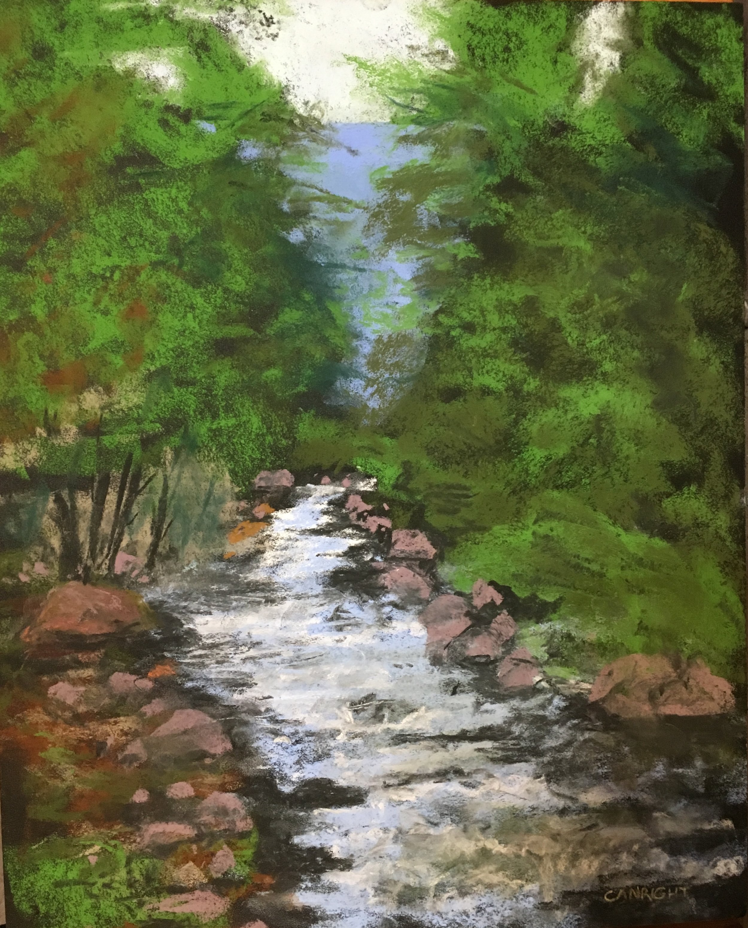 Shady Creek,  pastel, 16 x 20", $1250 Framed, $1000 Unframed