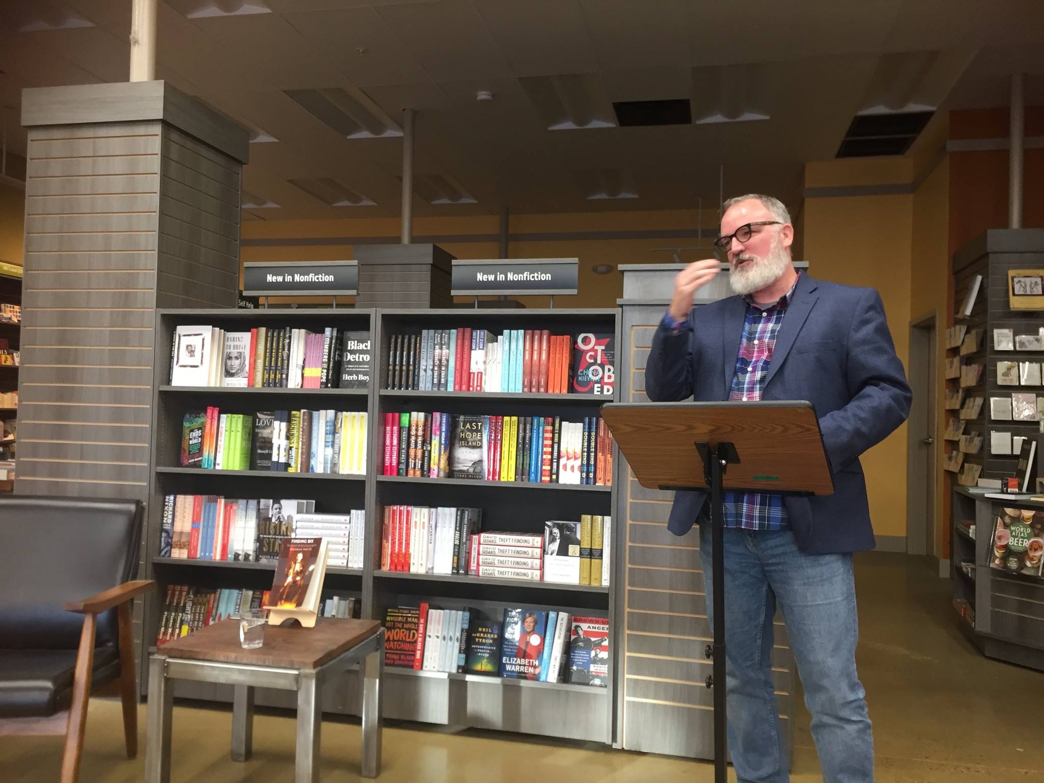  My friend Rebecca Goldfine took this photo of my reading at Print, in Portland, Maine. And yes, that is the same shirt-jacket combo as my reading in Charlottesville. 