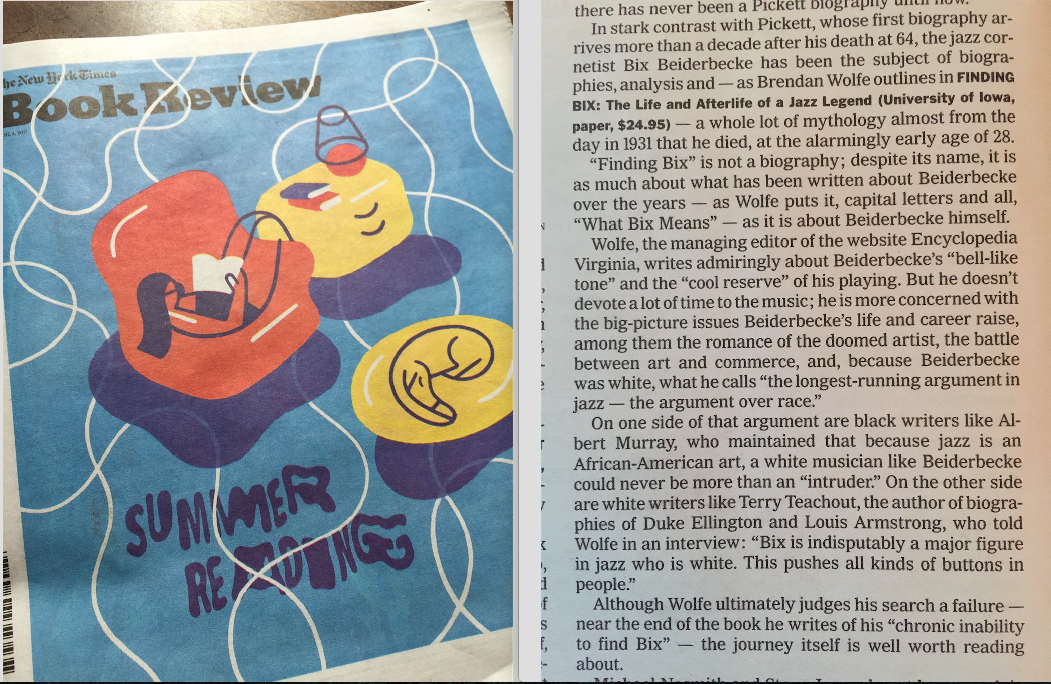 I couldn't be happier that Peter Keepnews found Finding Bix worthy of a positive mention in the New York Times Book Review.