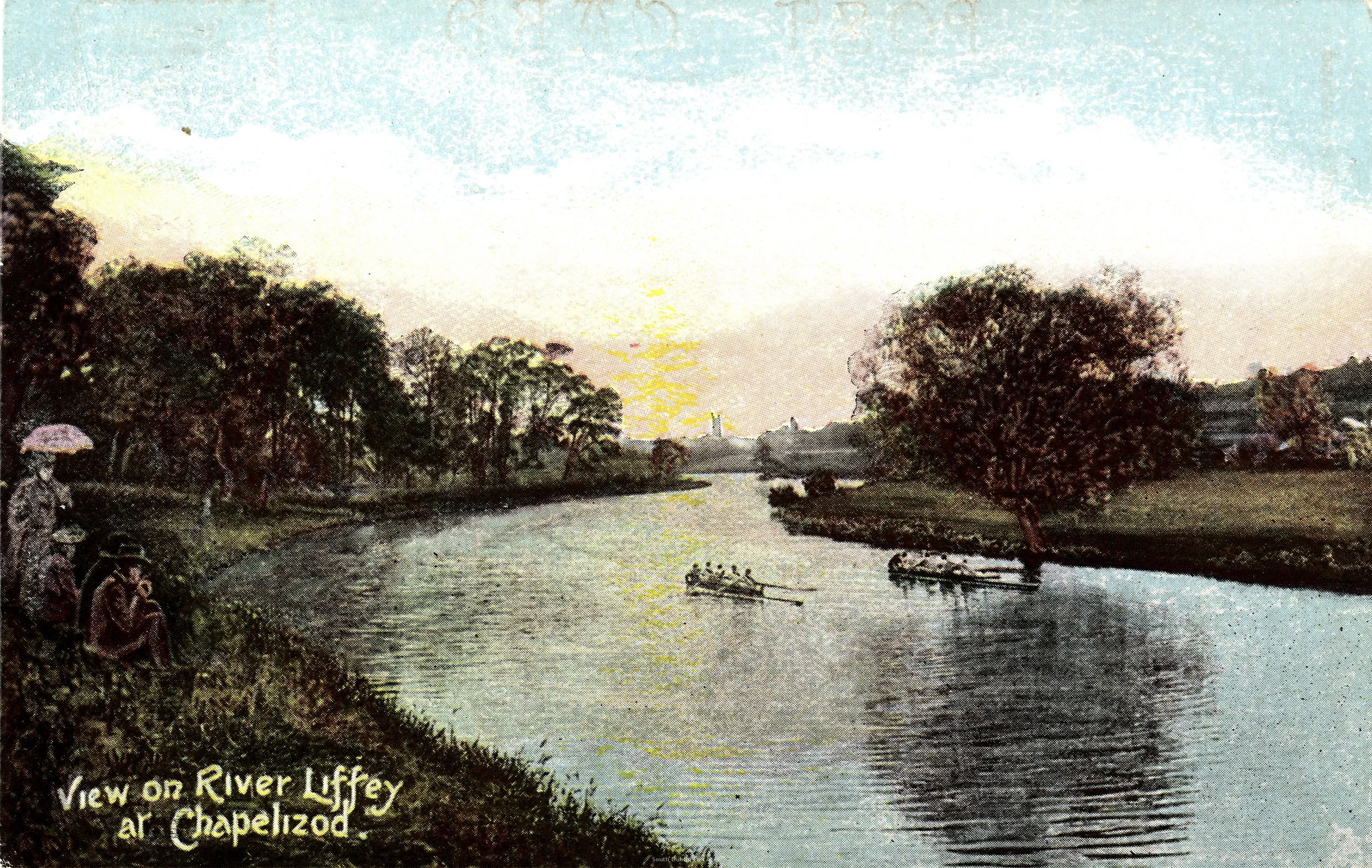 View on River Liffey at Chapelizod, 1890 ( Emerald Series Ireland )