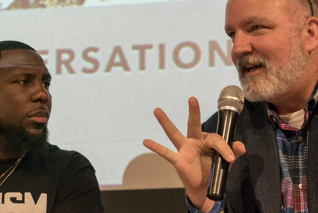 With Wes Bellamy at Vinegar Hill Theater, Charlottesville, July 24, 2018 (Photo courtesy of the Albemarle Charlottesville Historical Society)