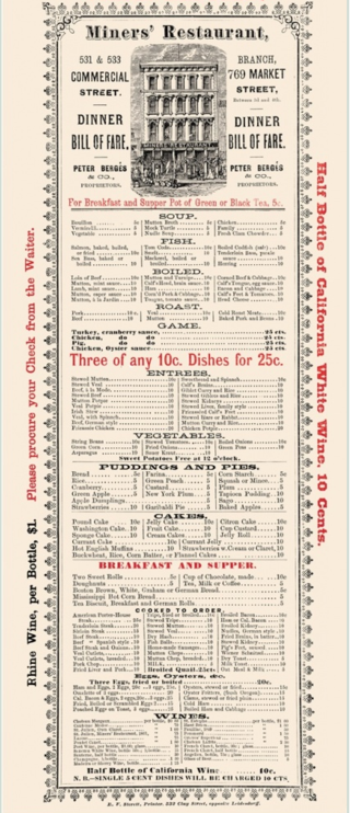 Vintage San Francisco Menus