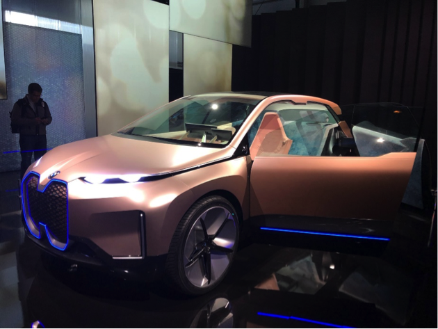 The BMW iNEXT’s giant grille will make production; the blue fuzzy interior probably won’t.