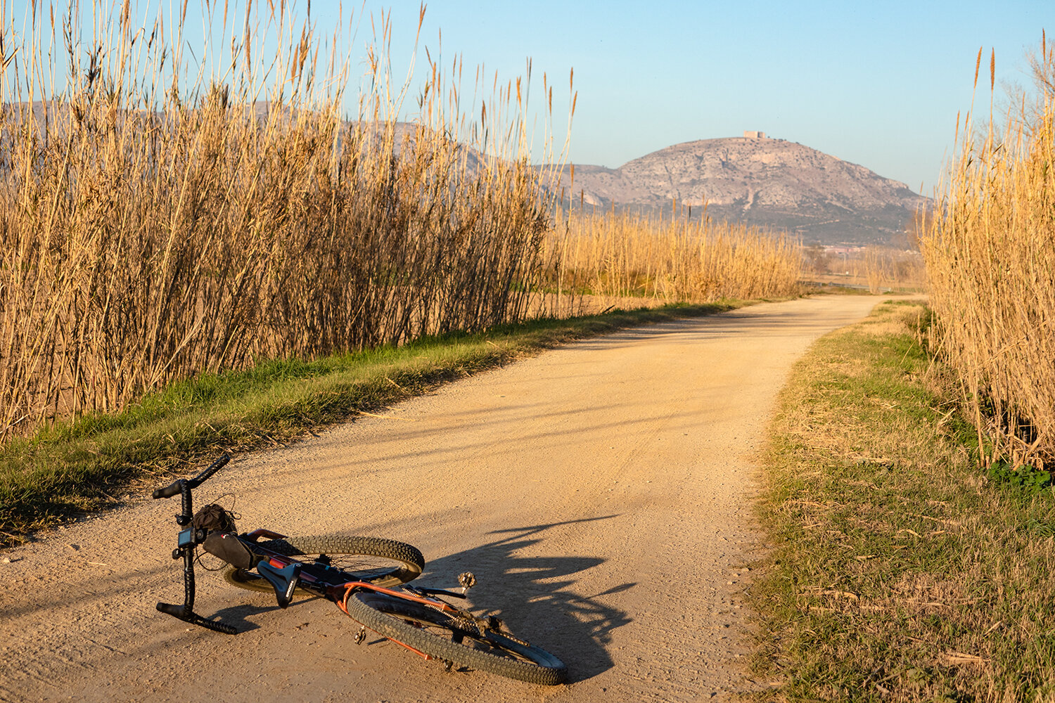 Riding towards the  Montgri massif and it's Castle