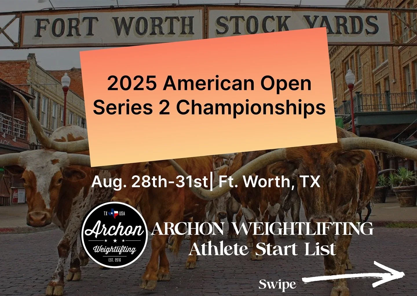 This week Archon Athletes hit the stage at the American Open Series 2 in Ft. Worth! 💪 Tune in to our livestream and cheer on our lifters as they chase weightlifting glory!

#ArchonStrong #ArchonAthletes #AmericanOpenSeries #USAW #OlympicWeightliftin
