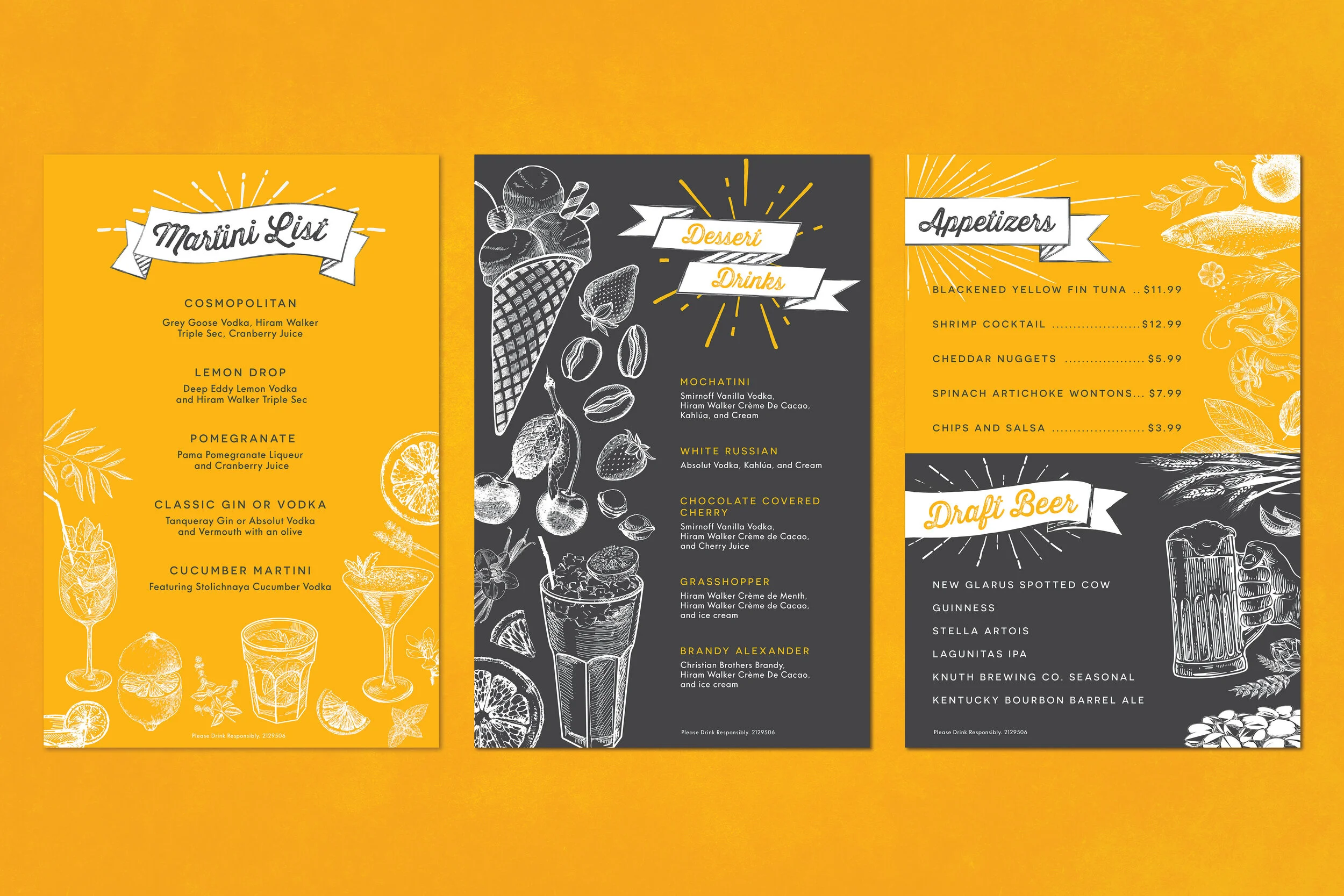 3 Page Cocktail Menu*This design was awarded Highest Overall Design Score in 2018