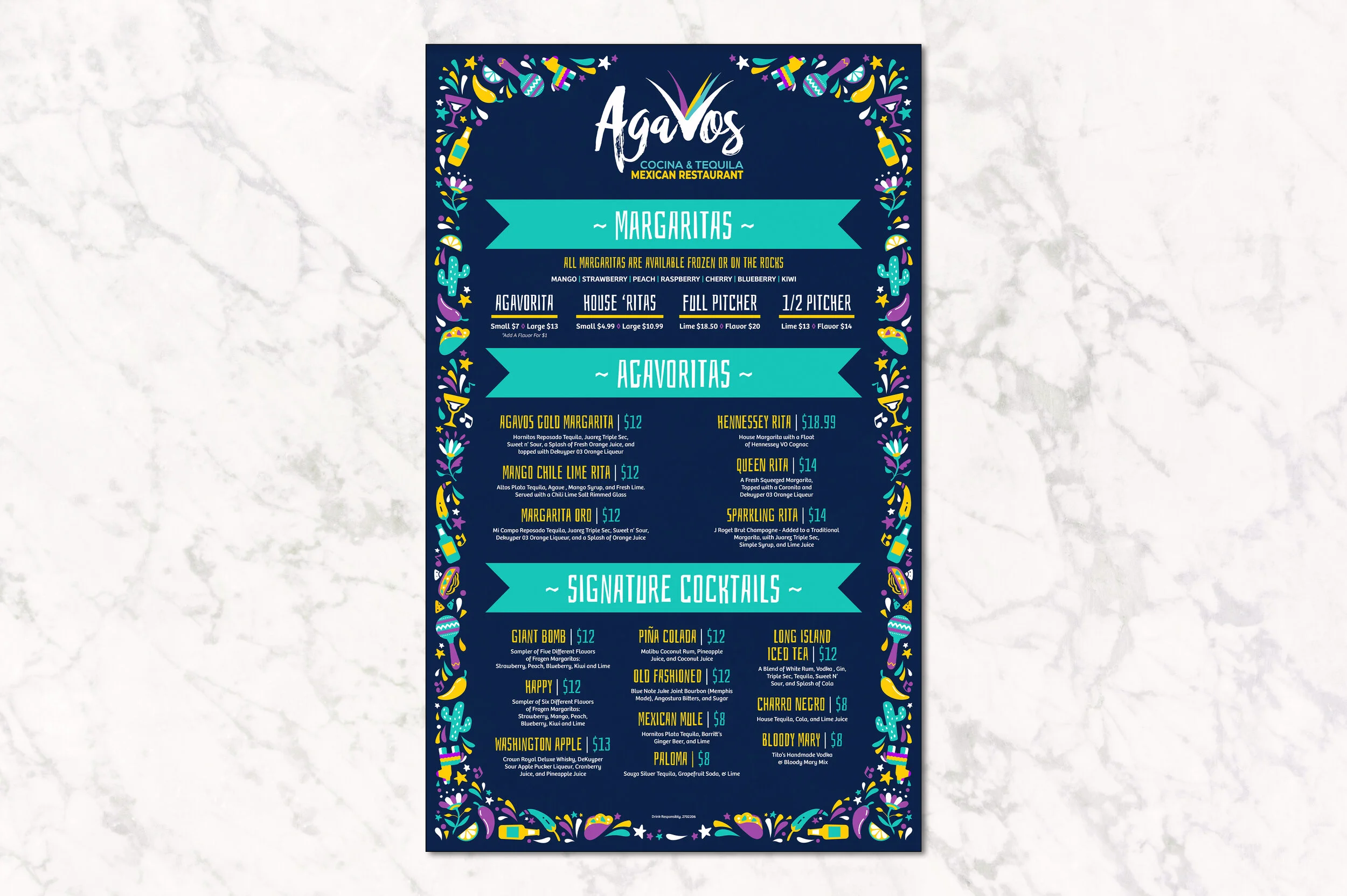Drink Menu for Agavos Cocina