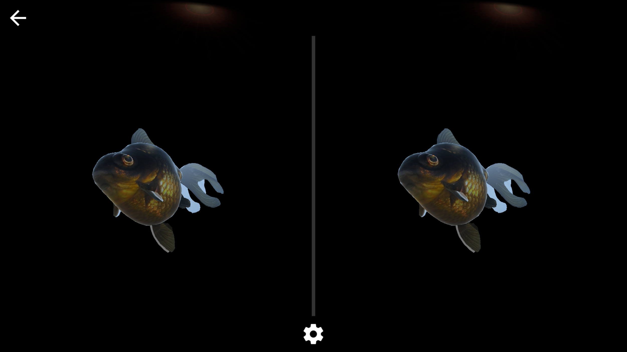 Object inspection lets the user pick up and "inspect" fish and other smaller ocean artifacts. Rotation of the object is tied to head tracking.