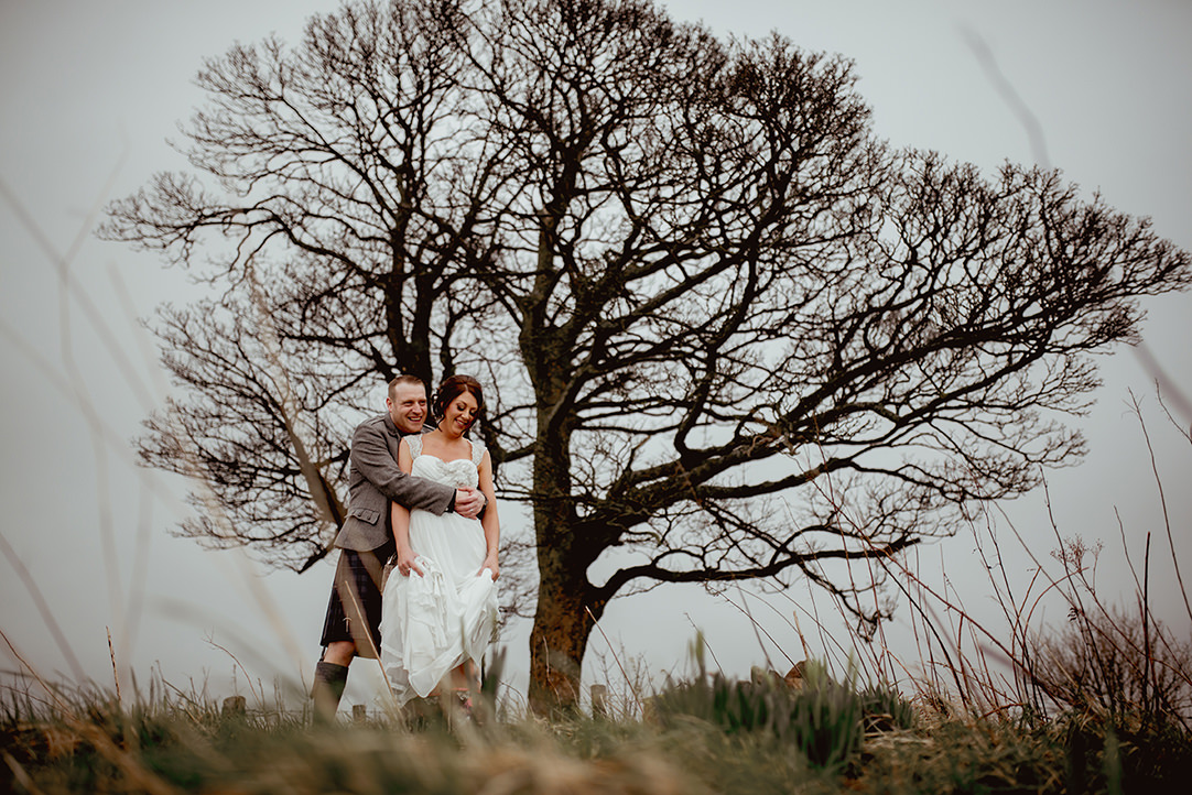 dramatic wedding photography ingliston quirky alternative scottish countryside