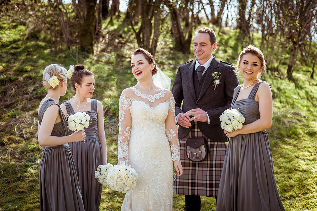 happy vintage dress bride glasgow scotland glenskirlie