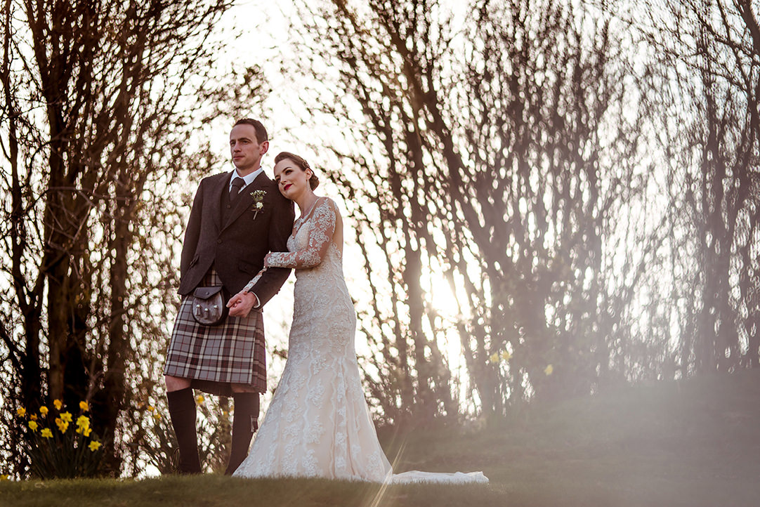 vintage alternative wedding glenskirlie photographer scotland stirling sunset