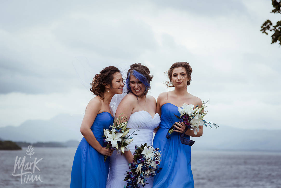 blue bride bridesmaids wedding scotland