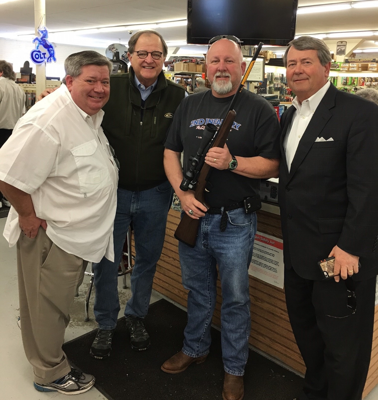 Left to Right: Barry Perry of Perry's Guns, Bill Warren, Faron Cahoon, and Doug Cowan