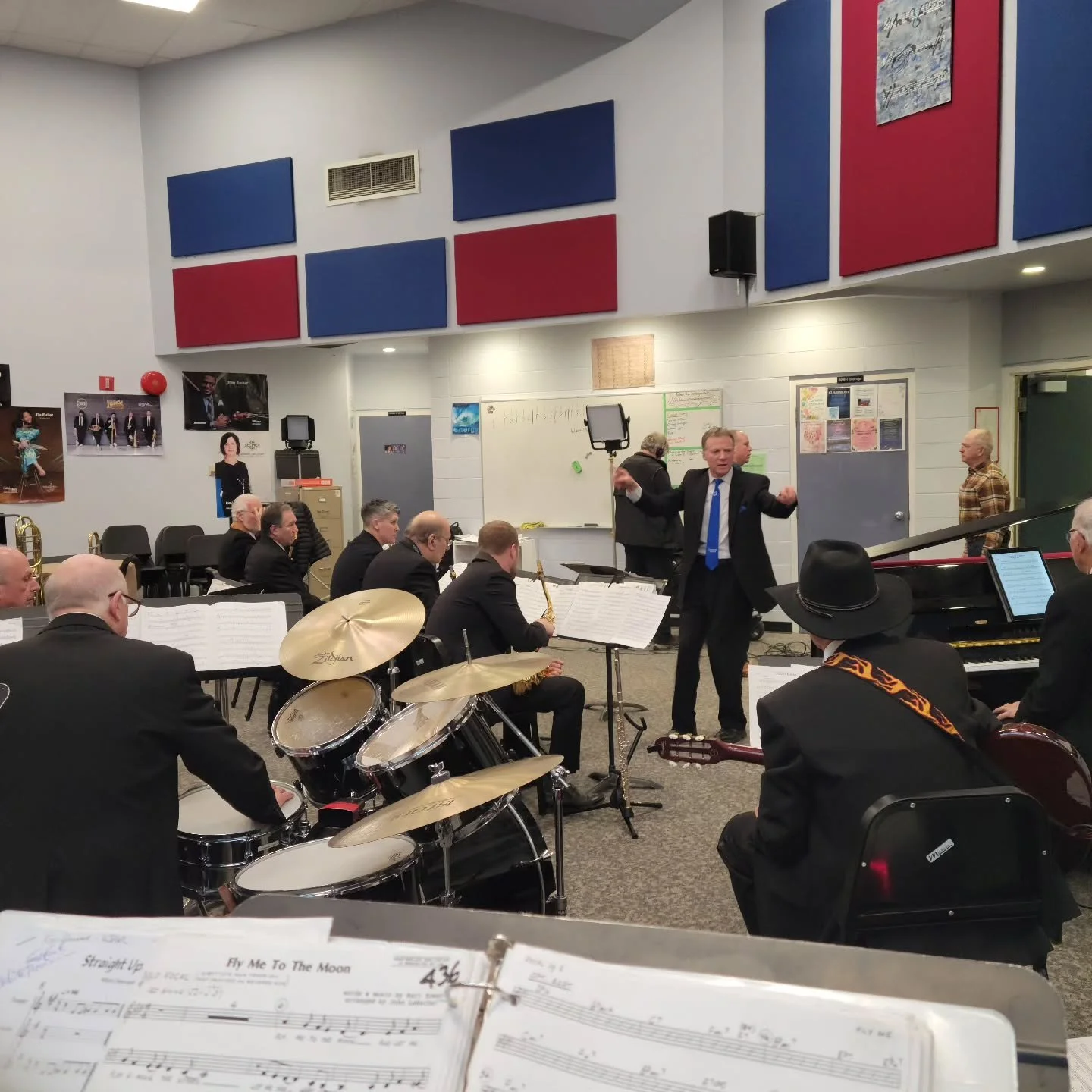 The @commodoresbigband is just about to go live on CHEK TV! Please join us for our 50th anniversary concert at Mary Winspear March 16th! 🎉🍾