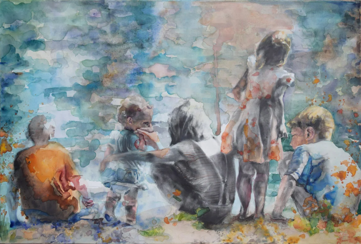 Seaside Memories 36"x24", mixed media on canvas. This is the first time I used Yes! Canvas in my search for trying to find a surface for working in mixed media. I am so happy with how it received both wet and dry materials! I was considering going back to working in mixed media for some time so this first attempt at bringing it to canvas brings exciting prospects. Looking forward to continuing my explorations!