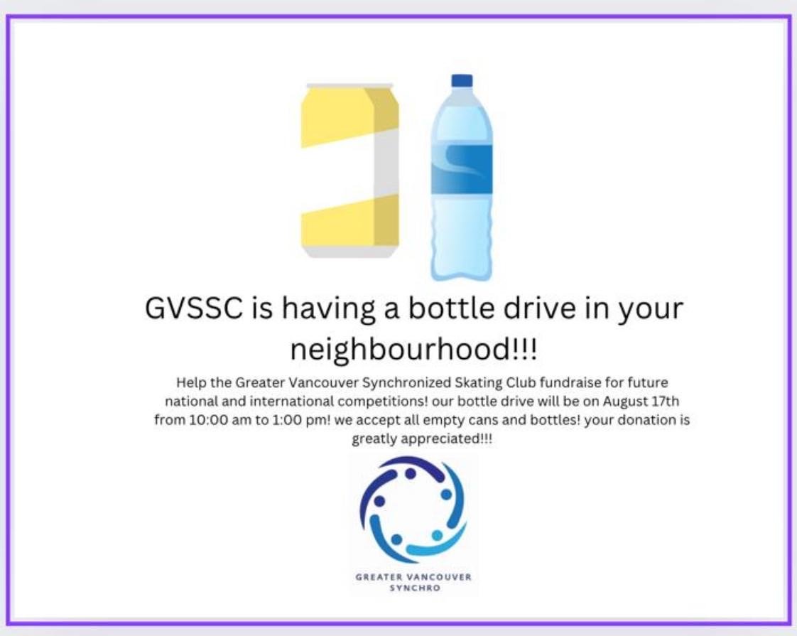 Bottle Drive Fundraiser - August 17